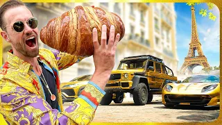 De Grootste Croissants Halen in Parijs Met Gouden Auto's