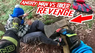 Angry Man Try To Kill Bikers  - Motorcycle Cable Trap