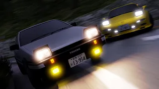 【頭文字D再現】AE86 vs FD3S in Blender 【Initial D × Blender】