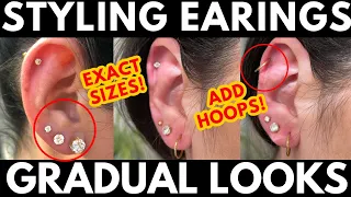 HOW TO STYLE MULTIPLE EARRINGS | Getting the "Gradual" Look.. 3 Different Ways. Exact Earring Sizes!