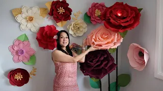 Flores Gigantes de papel 🌹🌹 | Rosas grandes de papel 🥀 | Flores para decoraciones 🌹🌹🌹