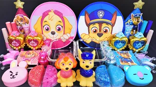 Pink vs Blue / Paw patrol Slime Mixing Random Cute, shiny things into slime #ASMR #slimevideos #슬라임