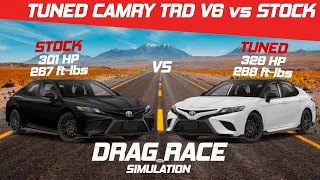 D3 Tuned Camry TRD vs Stock Drag Race | 1/4 Mile | Visualizer