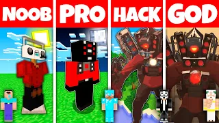 Minecraft Battle: NOOB vs PRO vs HACKER vs GOD! TITAN SPEAKER MAN 2 SKIBIDI TOILET STATUE CHALLENGE