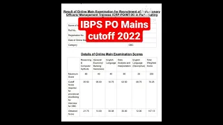 IBPS PO Mains Cutoff -2022