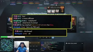 Arteezy MALDING over Kiritych after he drafted Zai on his team