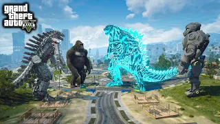 Godzilla Earth Vs Mechagodzilla, Mecha Kong, Kong Battle ( GTA V Mods )