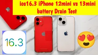 iPhone 12mini vs iPhone 13mini Full Battery Drain Test iOS 16.3