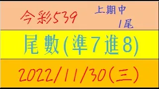 今彩539 『尾數』上期中1尾【2022年11月30日(三)】肉包先生