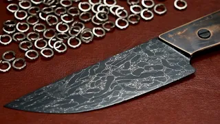 Forging Canister Damascus Grover washers Pattern Welded Steel Knife