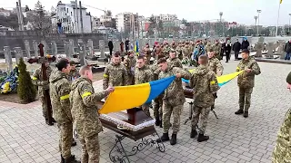 Ukraine Soldier's Military Funeral Honors with Bugle Calls and National Anthem