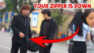 People's reactions when reminded to zip their pants