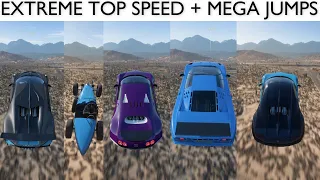 Forza Horizon 5 | All Bugatti Cars | DOWNHILL EXTREME TOP SPEED + BIGGEST JUMPS | NEW FAST BUGATTI