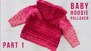 Crochet kids pullover with hoodie (3 to 4 years old) | Crochet cardigan | hoodie sweater Part 1