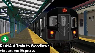 OpenBVE Full Trip: R142A 4 Train to Woodlawn - Jerome Avenue via Jerome Express