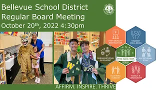 Bellevue School District 405 Regular Board Meeting October 20th