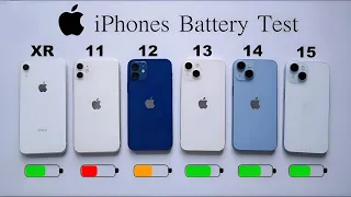 iPhone 15 vs 14 vs 13 vs 12 vs 11 vs XR - BATTERY DRAIN TEST 🔋
