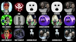 Evil Nun, Eyes, Slendrina, Granny Chapter 2, Troll Quest Horror 3, Stickman Escape Lift 2...