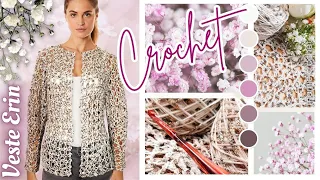 💕🤩 VESTE HEXAGONE ERIN MANCHES AFFINEES, TOUTES TAILLES HYPER FEMININ AU CROCHET 😍𝐓𝐔𝐓𝐎 @𝐌𝐚𝐦𝐢𝐞𝐂𝐫𝐨𝐜𝐡𝐞𝐭