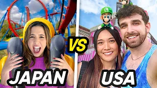 24 Hour Amusement Park Challenge: JAPAN VS USA