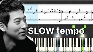 Reminiscent Yiruma Synthesia Slow Tempo Tutorial with music score (piano solo without violin part)