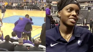 LeBron James Gifts Grizzlies Ball Girl His Game Shoes During Game!