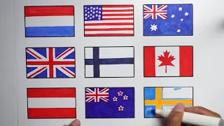 Drawing 9 country flags, is this your country ?