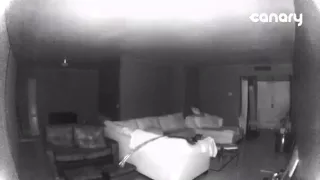 security camera caught a ghost flying across the room