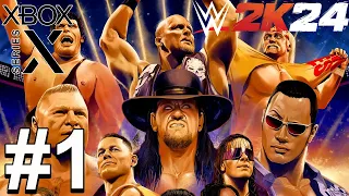 WWE 2K24 (Xbox Series X) 40 Years Of Wrestlemania Showcase - Gameplay Walkthrough Part 1 [4K 60FPS]