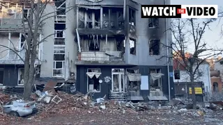 Residential neighborhood in Kharkiv, Ukraine lies in ruins after Russian attacks