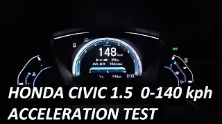 2018 HONDA CIVIC 1.5 VTEC 182hp - Acceleration Test 0-100 km/h 0-140