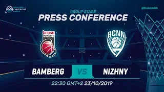 Brose Bamberg v Nizhny Novgorod - Press Conference - Basketball Champions League 2019-20