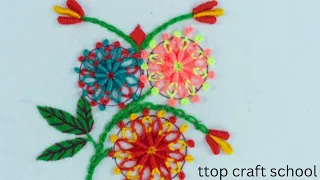 hand embroidery/whipped spiderweb stitch design/modern flower hand embroidery tutorial