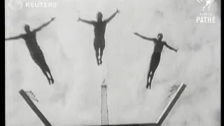 Olympic diving champions practice in New Jersey (1939)