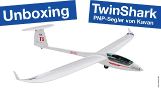 Unboxing TwinShark von Kavan – Elektrosegler in PNP mit 2,7 m Spannweite – Semi-Scale in EPO-Schaum