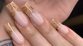 Tapered Square Louis Vuitton French Tip Acrylic Nail