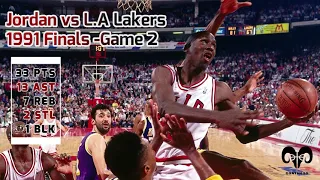 Michael Jordan 1991 NBA Finals Game 2 Highlights vs Lakers  ~HIStory