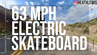 63 MPH Electric Skateboard - Heath Lewis - Esk8 Top Speed - DIY Eskate