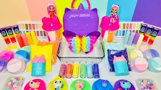 Rainbow Gabby’s Dollhouse Slime 🌈 Mixing random cute shiny things in slime #asmr #satisfying #slime