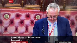 Lord Black of Brentford leads the debate on the Pet Abduction Bill in the House of Lords on 10.05.24