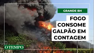 Incêndio em Contagem: fogo consome galpão com produtos plásticos na grande BH