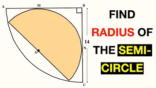 Find radius of the Yellow shaded Semicircle | Radius of the quarter circle is 14 | Fun Olympiad