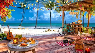 Summer Tropical Beach Cafe  Ambience with Smooth Bossa Nova Jazz Music & Ocean Wave Sounds for Relax