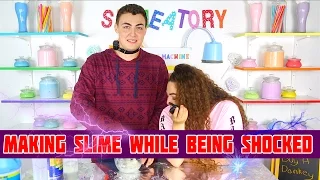 MAKING SLIME WHILE BEING SHOCKED CHALLENGE in the slimeatory!!!