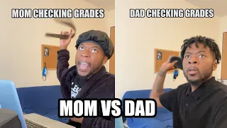 MOM vs DAD CHECKING YOUR GRADES! *TRY NOT TO LAUGH*