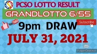 PCSO LOTTO RESULTS TODAY GrandLotto 6/55 Draw JULY 31, 2021