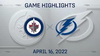 NHL Highlights | Jets vs. Lightning - Apr 16, 2022