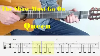 The Show Must Go On - Queen - Fingerstyle guitar with tabs