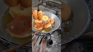 homemade donuts 🍩 useng fire wood #yummyfood #provincelife #shorts #shortvideo