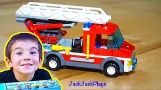 Lego City Fire Truck Toy Unboxing + Time Lapse Build - Fire Emergency Set 1